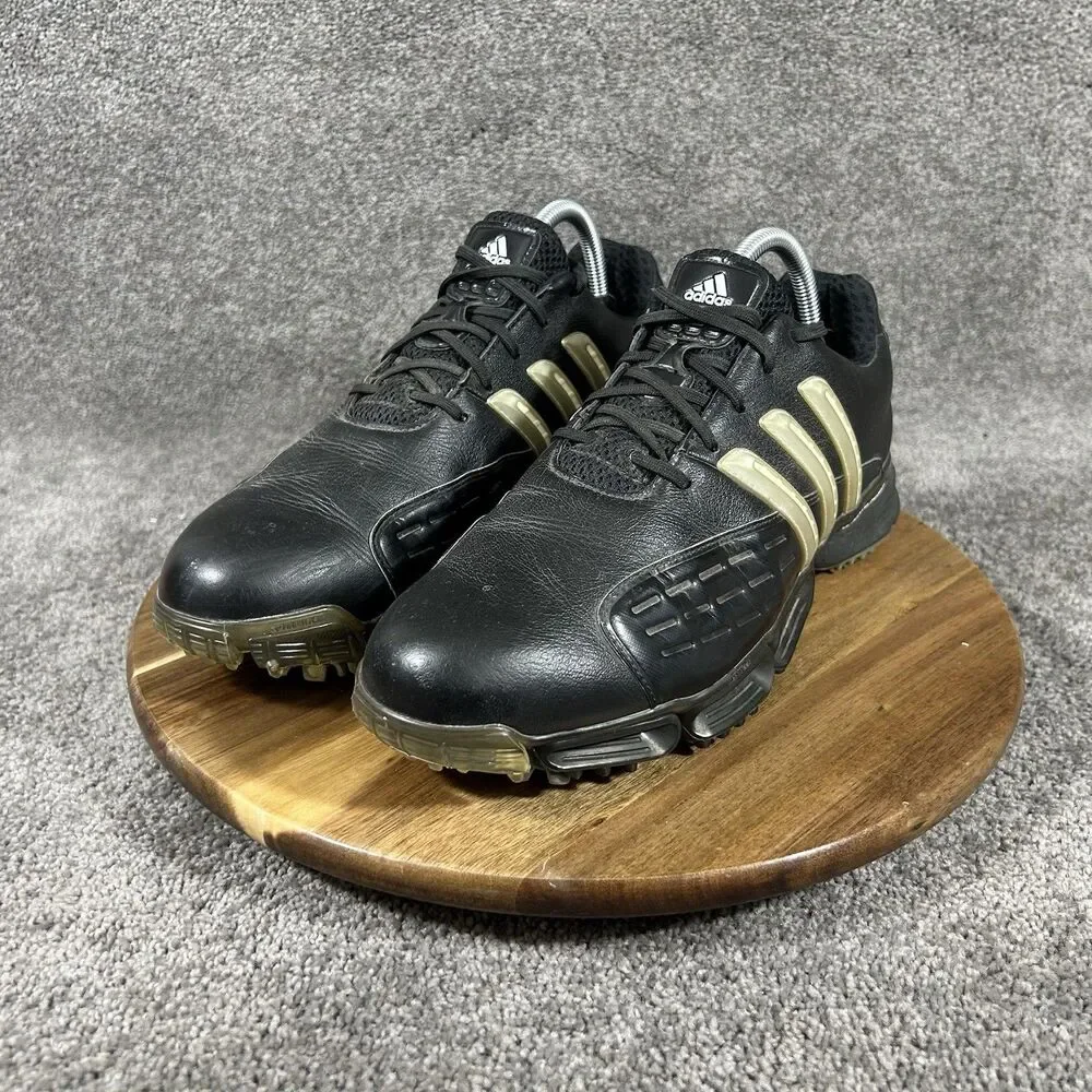 Adidas 737855 Men's Size 8.5 Black Powerband Chassis Spiked Golf Shoes Used